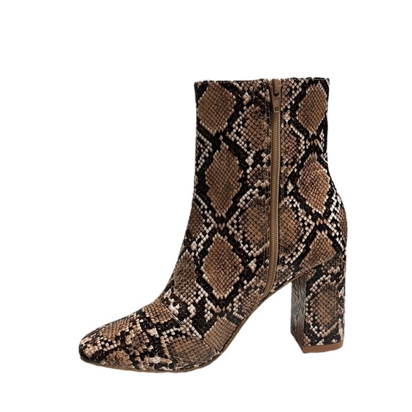 Lulus My Generation Tan Snake High Heel Mid-Calf Boots Size 9 - Picture 4 of 9